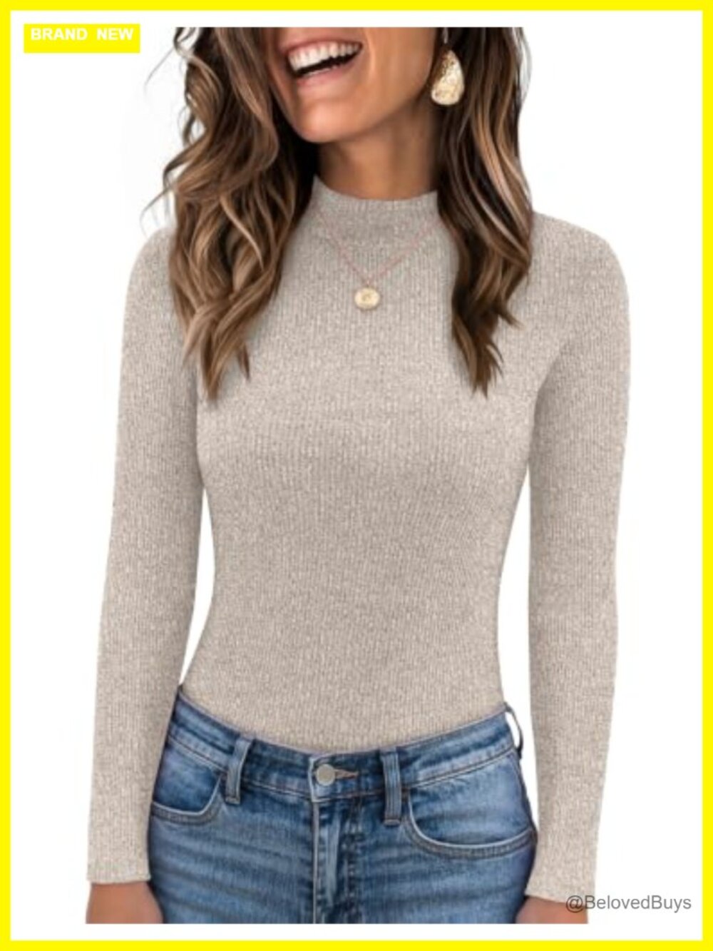 Zeagoo Womens Long Sleeve Mock Neck Ribbed Slim Fit Top